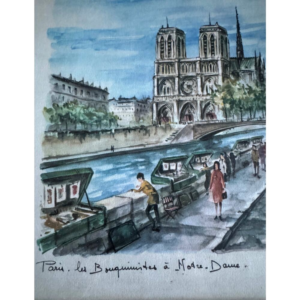 Arno Watercolor Ancienne Cathédrale Notre-Dame de Paris Framed Print